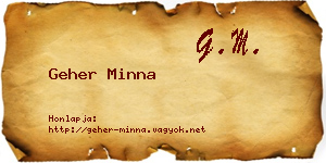 Geher Minna névjegykártya